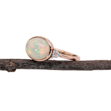 2ct Opal Ring w Natural Diamond Accents in Solid 14K Yellow Gold | OV 10x8mm