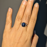 6.2ct Statement Star Sapphire Ring w Natural Diamond Accents in Solid 14K Gold