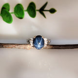 6.2ct Statement Star Sapphire Ring w Natural Diamond Accents in Solid 14K Gold