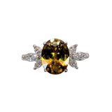 2.4ct Sphene Ring w Natural Diamond Accents in Solid 14K White Gold | OV 9x7mm