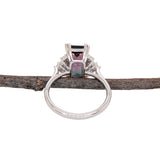 4.4ct Bicolor Tourmaline Ring w Natural Diamond Accents in Solid 14K White Gold | EM 12.6x6.5mm