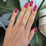 14K yellow gold padparadscha sapphire ring with diamond accents