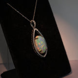 Ivanka Solid 14K Gold Ethiopian Opal & Natural Diamond Accent Pendant, 16x9.5mm