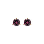 4mm Martini Round Rhodolite Garnet Solitaire Stud Earrings in 14K Yellow Gold