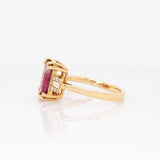 Lumi 14k Solid Gold Bi-color Tourmaline Ring with Natural Diamond Accents | Emerald cut 10.5x8mm