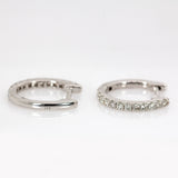 14K White Gold Natural Diamonds Huggies | Latch Back Closure