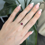 Razi Solid 14k Gold Rubellite Tourmaline Ring with Earth Mined Diamonds, Round 6mm