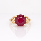 Talia 14k Solid Gold Solitaire Madagascar Ruby Ring | Round 11mm