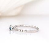 Gidget 14K Solid White Gold Blue Diamond and Diamond Ring | Round 3.5mm