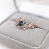 AAA London Blue Topaz Ring with Earth-Mined Diamond Accents in Solid 14K Gold, 5mm Trillion Cut Fine Jewelry Ring for Women - Elegant December Birthstone Gift
