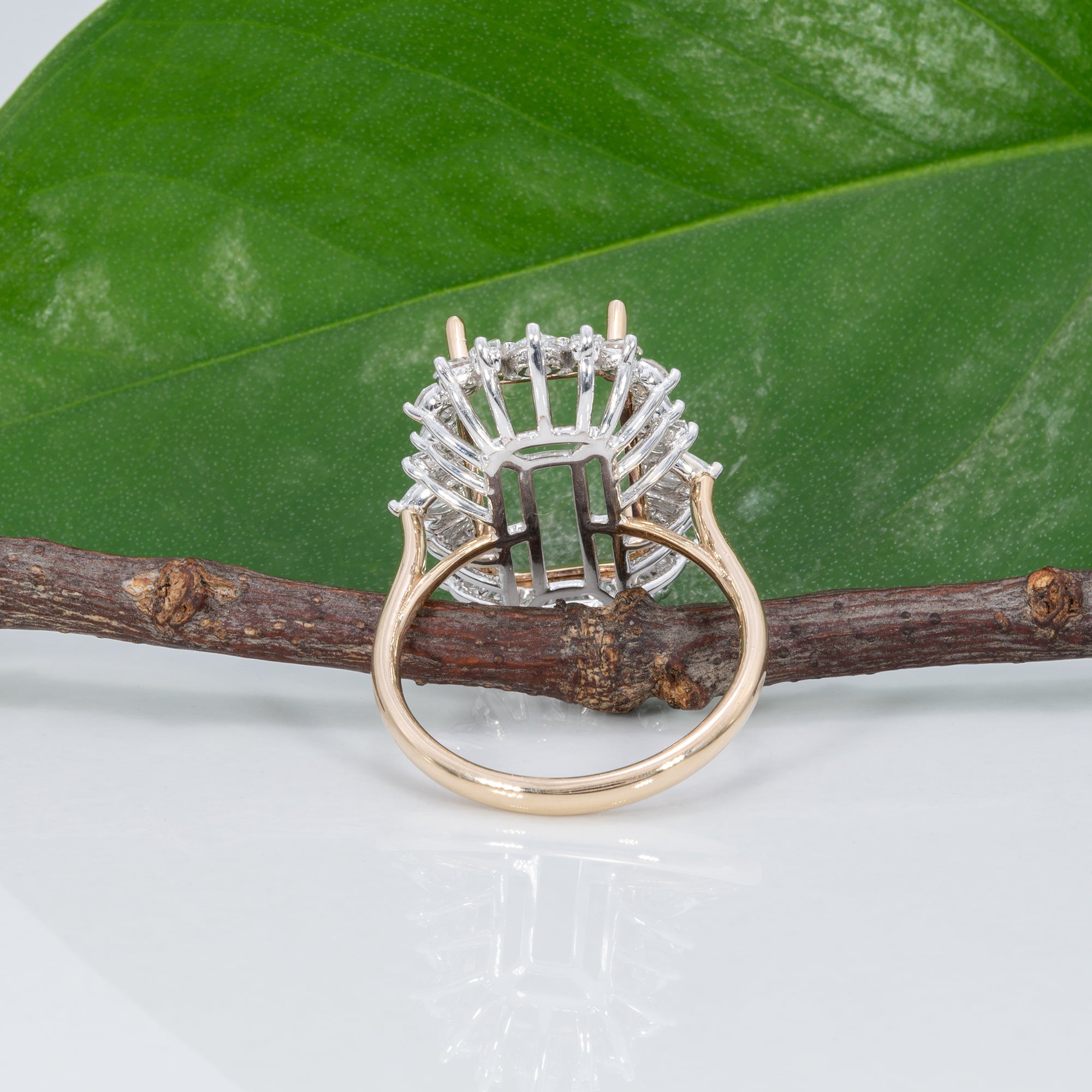14K two-tone gold lab diamond semi-mount ring setting