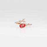 14K yellow gold padparadscha sapphire ring with diamond accents