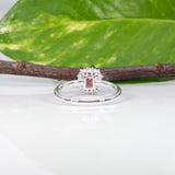 14K white & rose gold padparadscha sapphire ring with diamond accents
