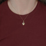 Ethiopian Opal Pendant Necklace with Earth Mined Diamond Accents in Solid 14K Gold – Oval 10x8mm Gemstone