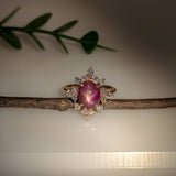 3.8ct Star Ruby Ring w Earth Mined Diamonds in Solid 14K Gold | OV 10x8mm