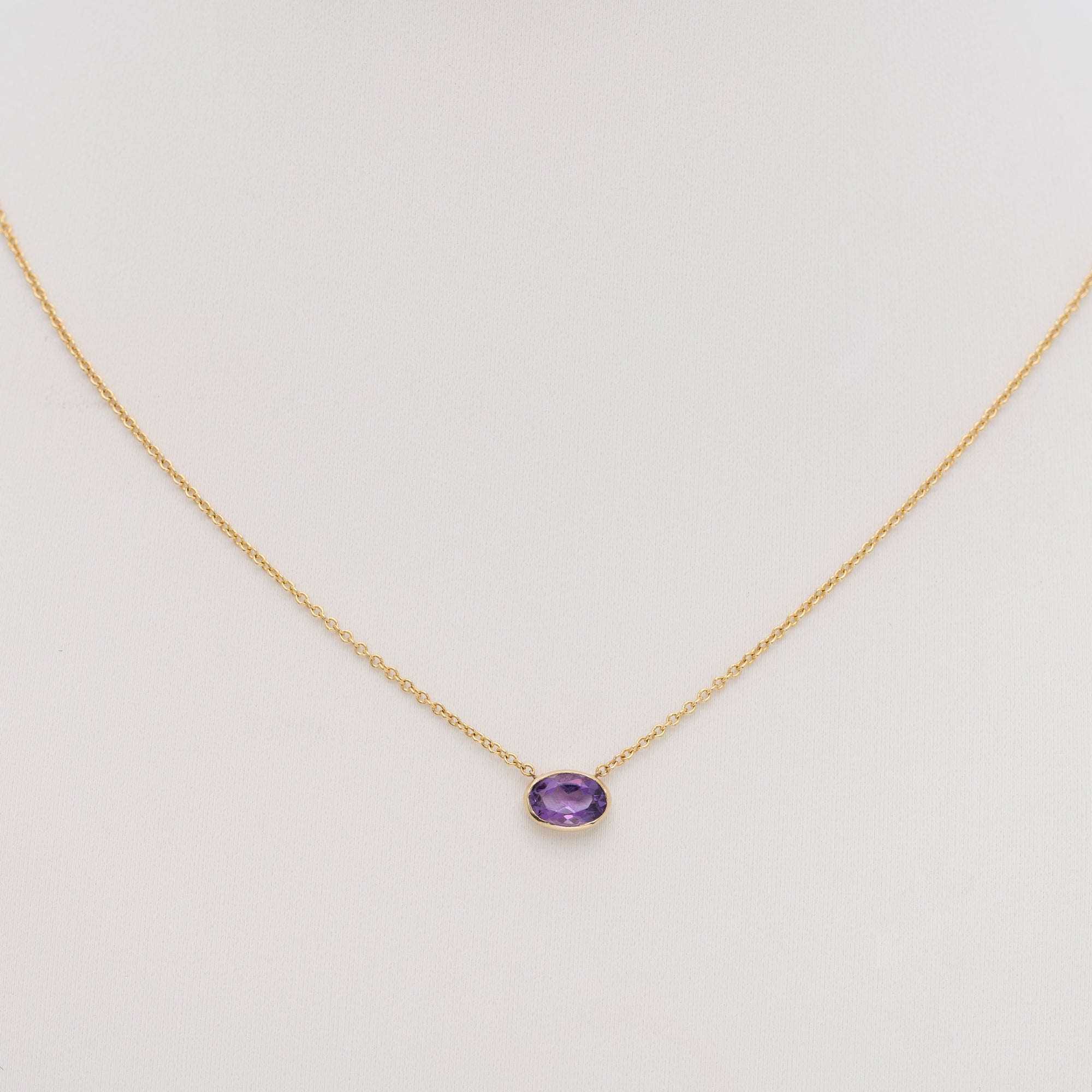 14K Yellow Gold Amethyst Necklace
