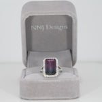 14K white gold bi-color tourmaline ring