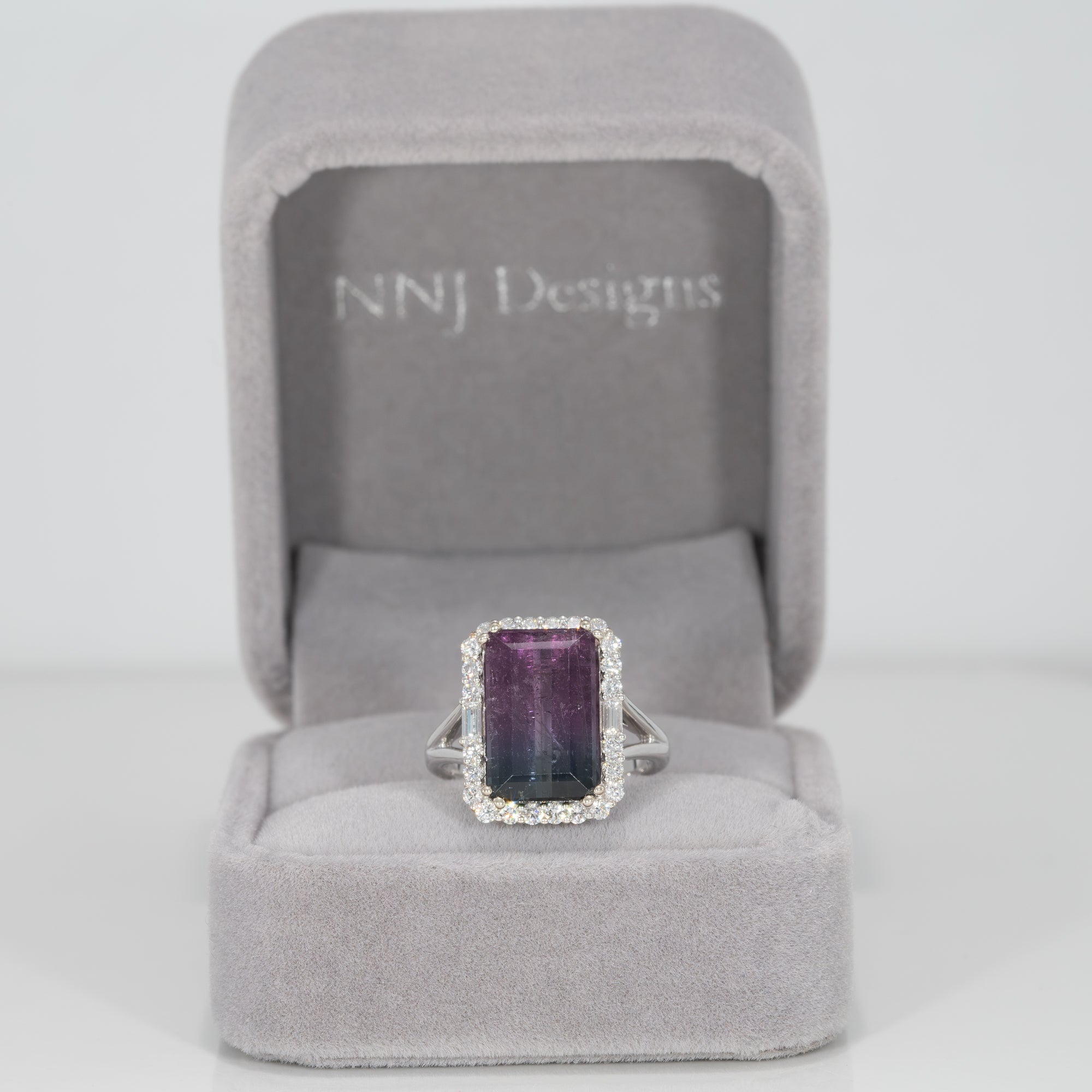 14K white gold bi-color tourmaline ring