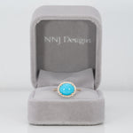 14K yellow gold sleeping beauty turquoise ring with diamond accents