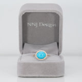 14K yellow gold sleeping beauty turquoise ring with diamond accents