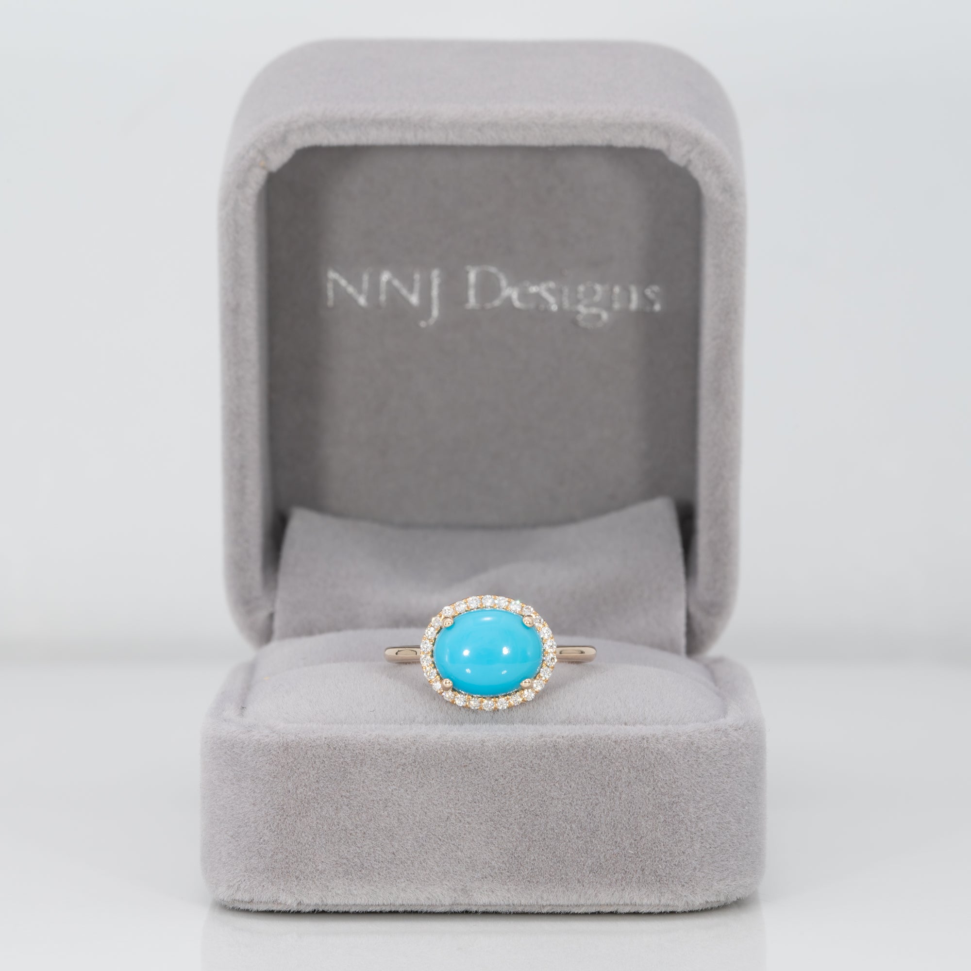 14K yellow gold sleeping beauty turquoise ring with diamond accents