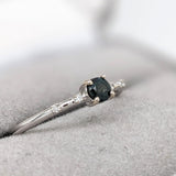 Natural Alexandrite Ring w Natural Diamonds in Solid 14K White Gold Round 4mm