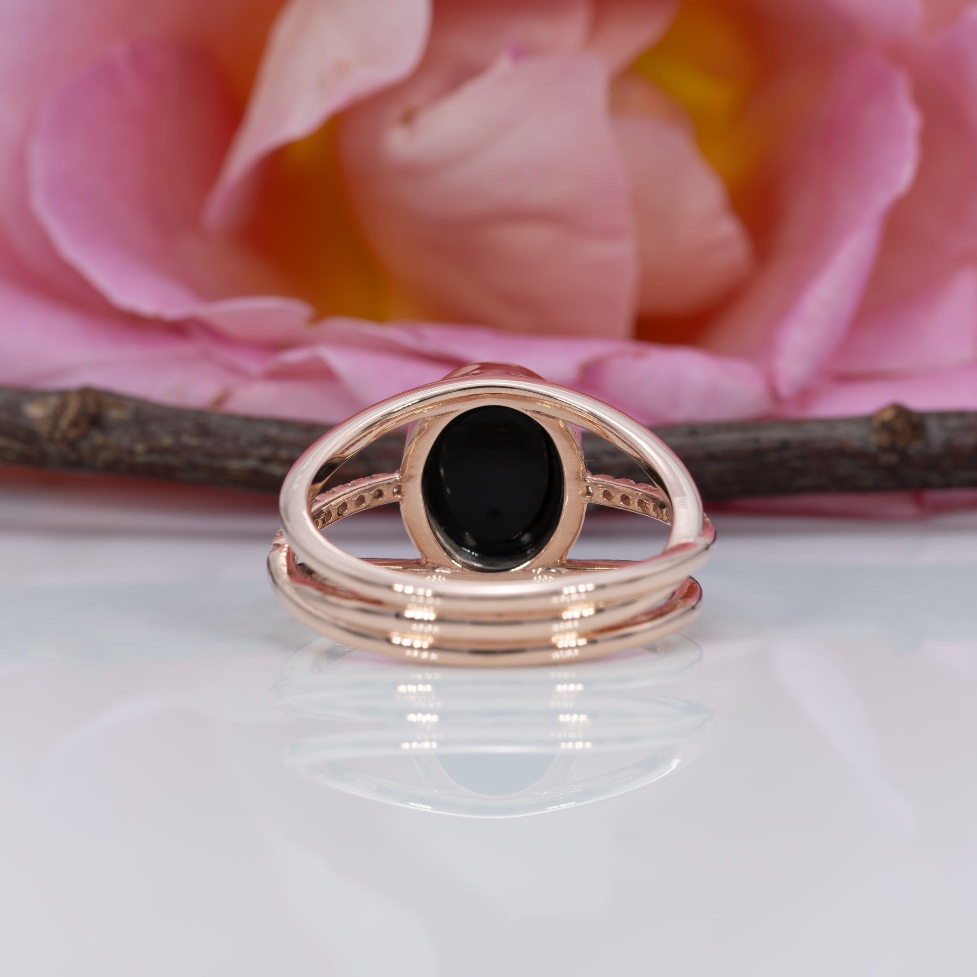 14K rose gold boulder opal ring