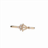 Stackable Trilliant Cut Ring Semi Mount w Diamond Accents | Trillian 4mm 5mm 6mm 6.5mm