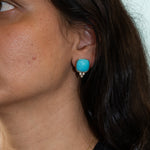 14K yellow gold sleeping beauty turquoise earrings