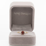 2.3 Ct Red Zircon Ring with Genuine Earth-Mined Diamonds – Solid 14K Gold 7mm Elegant Fine Jewelry Statement Ring, Fiery Gemstone Design