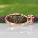 14K yellow gold padparadscha sapphire ring with diamond accents