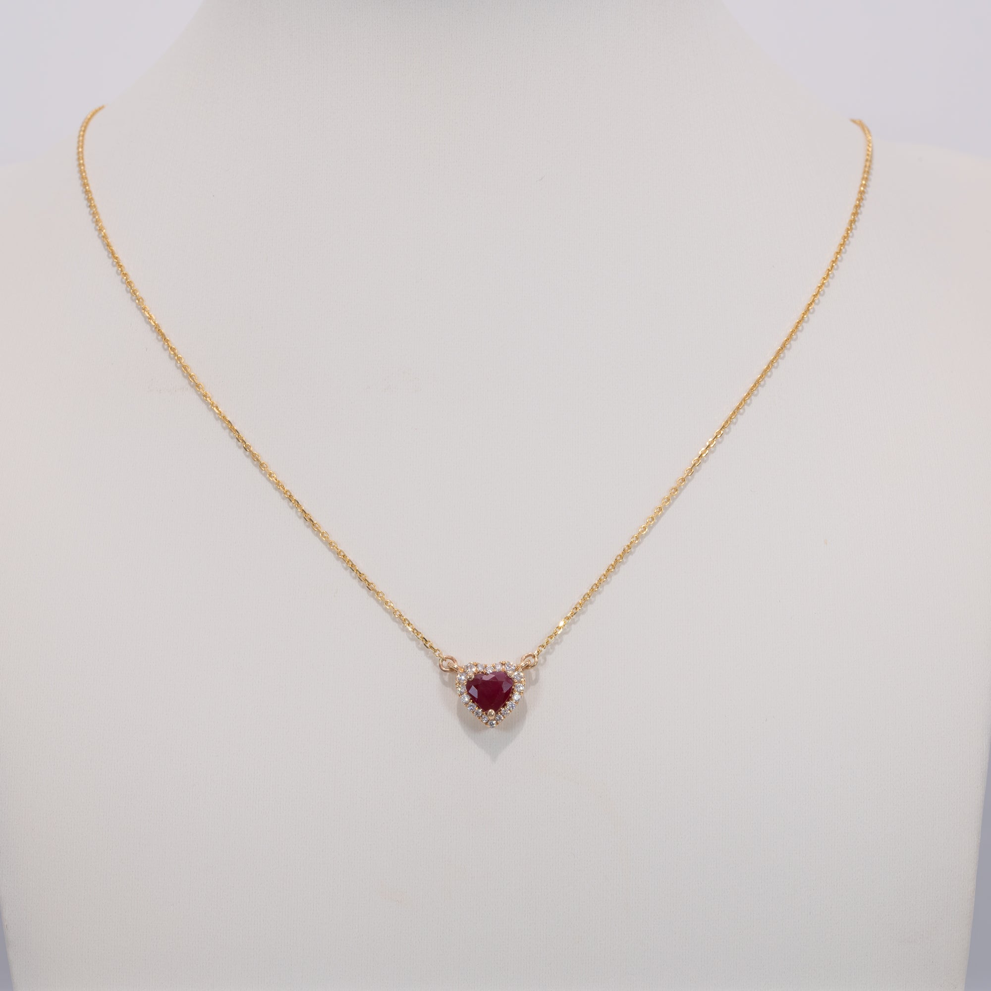 14K yellow gold mozambique ruby necklace
