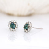 Katie 14K White Gold Alexandrite and Diamond Accents Earrings | Oval 5x4mm