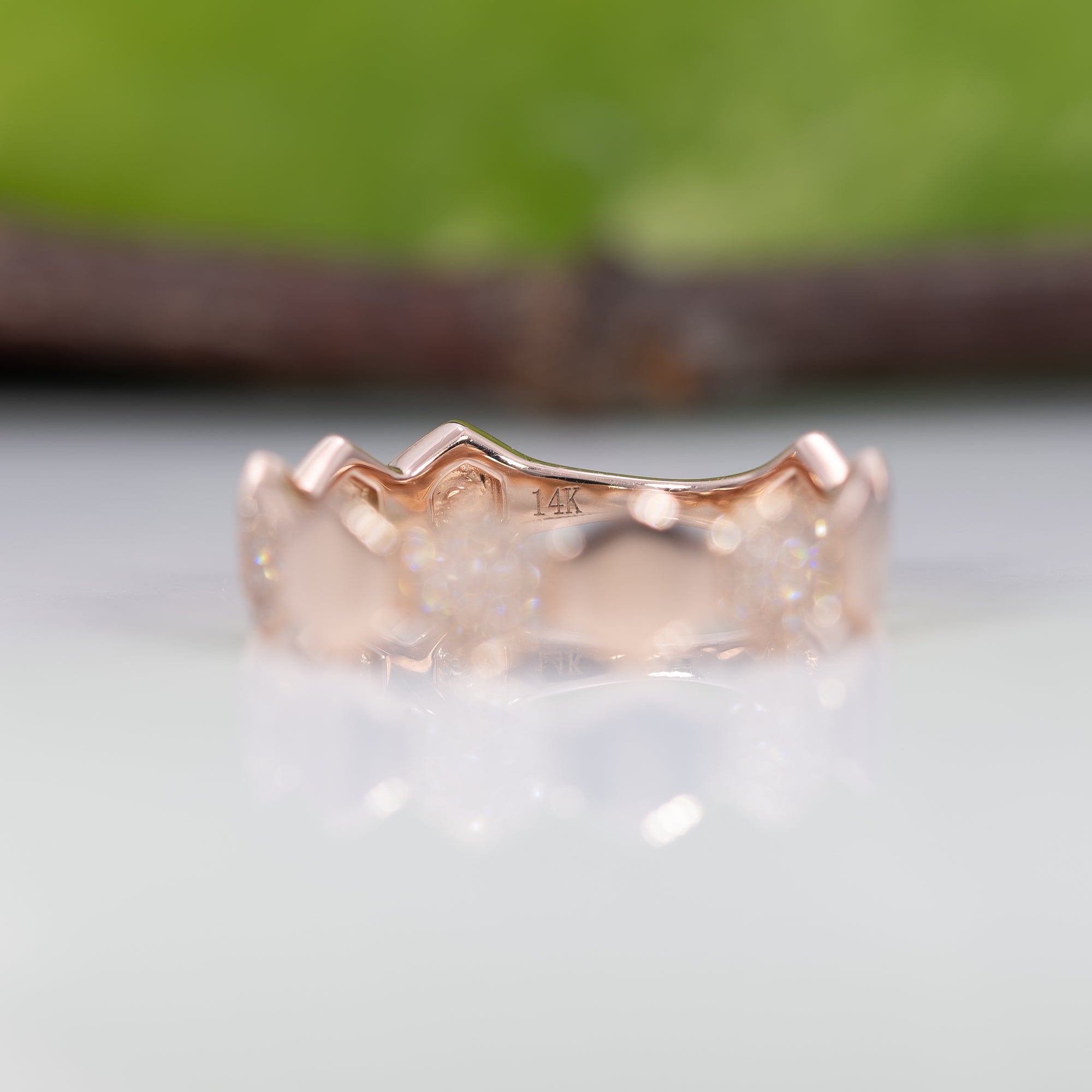 14K rose gold diamond band