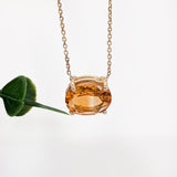 Vimesha 14k Solid Gold Solitaire Citrine Pendant Necklace, Oval 10x8mm