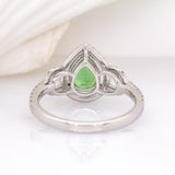 Ivy 14K White Gold Tsavorite Garnet and Natural Diamonds Ring | PE 8x6mm