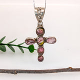 Bi-Color Tourmaline Pendant in Solid Silver | Cross Pendant | Slide Pendant