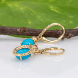 14K Yellow Gold Turquoise Earrings