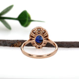 Chandra 14K Rose Gold 1.76Cts Ceylon Sapphire Diamond Ring | Oval 8x6mm