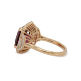 Daneilla Solid 14k Gold Raspberry Garnet Ring with Lab Diamond Accents: Solid 14k Gold, 11mm