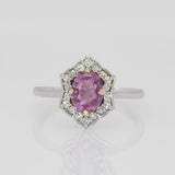 Beautiful Pink Sapphire Ring with Earth Mined Diamonds: Solid 14K Gold, 7.5x5.5mm, Natural Gemstone, Elegant Engagement or Statement Jewelry
