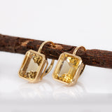 Anvi 14k Solid Yellow Gold Solitaire Citrine Earrings | Emerald Cut 11x9mm