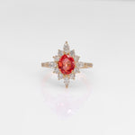 14K yellow gold padparadscha sapphire ring with diamond accents