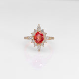 14K yellow gold padparadscha sapphire ring with diamond accents