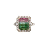 Nina 14K White Gold Watermelon Tourmaline and Diamond Ring | EM 10.7x6.3mm
