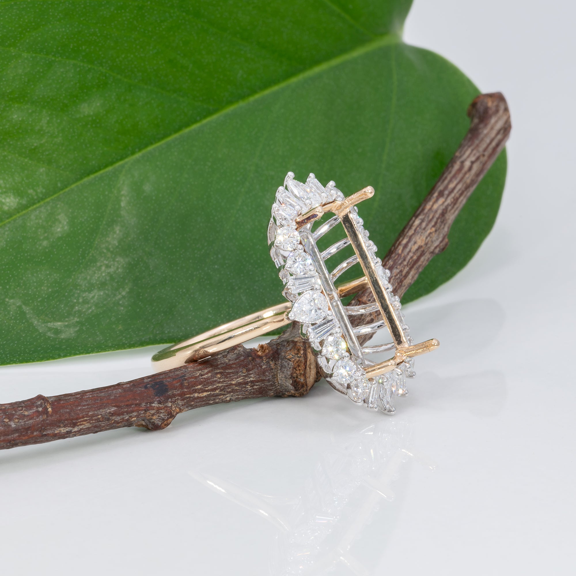 14K two-tone gold lab diamond semi-mount ring setting