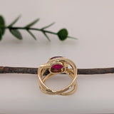 4.7ct Solitaire Ruby Ring in Solid 14k Yellow Gold | OV 11.5x8mm | Bypass Ring