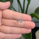 Zeenat Sky Blue Topaz Solitaire 3 Prong Martini Stud Earrings: 14k Solid Gold, Round 4mm