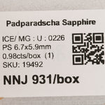 0.98 carat natural padparadscha sapphire pear 6.7x5.9mm loose gemstone – view 2