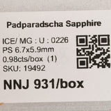 0.98 carat natural padparadscha sapphire pear 6.7x5.9mm loose gemstone – view 2